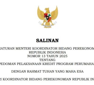Permenko 13 Tahun 2025 tentang Kredit Program Perumahan